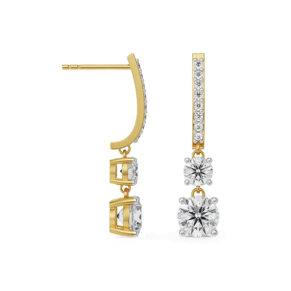 Round Brilliant Diamond Drop Earrings : E880