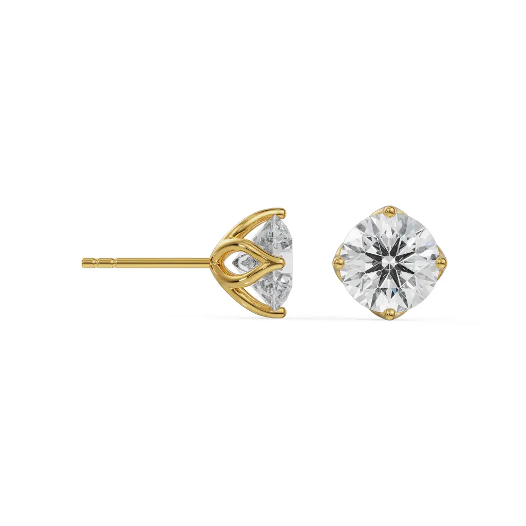 1 Ct Timeless Solitaire Studs : E891_14KT_Yellow_