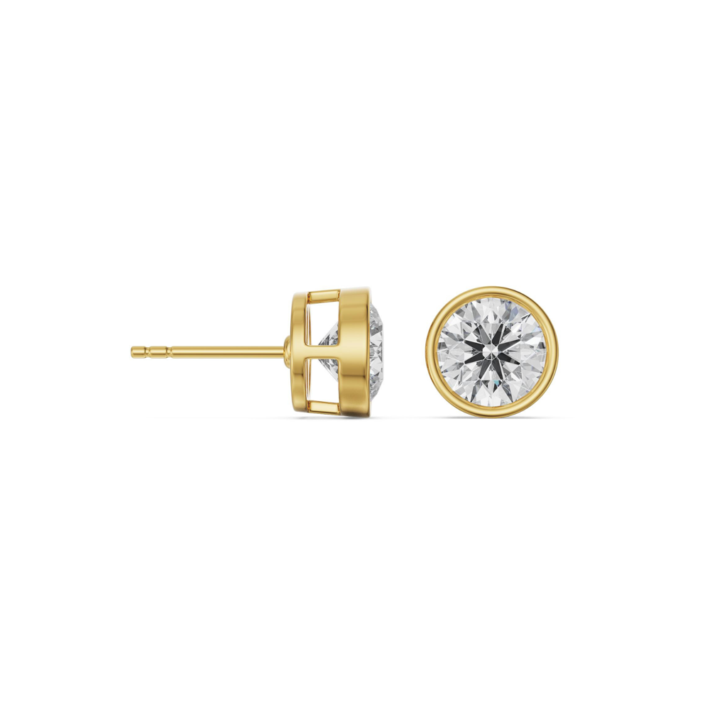 0.5 Ct Classic Bezel Solitaire Studs : E894_14KT_Yellow_