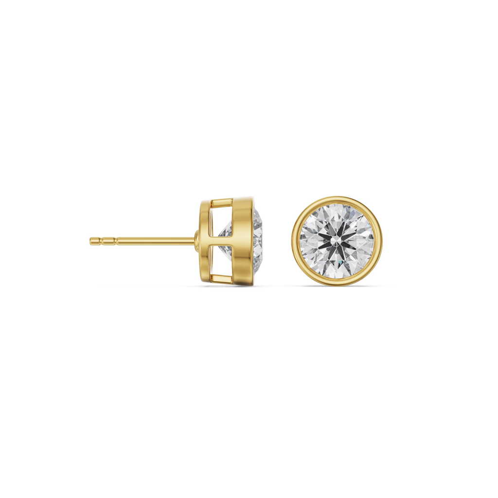 0.5 Ct Classic Bezel Solitaire Studs : E894_18KT_Yellow_