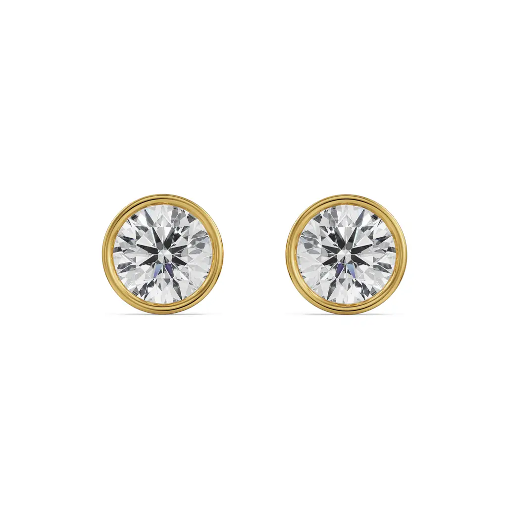 1.5 Ct Classic Bezel Solitaire Studs : E896_18KT_Yellow_