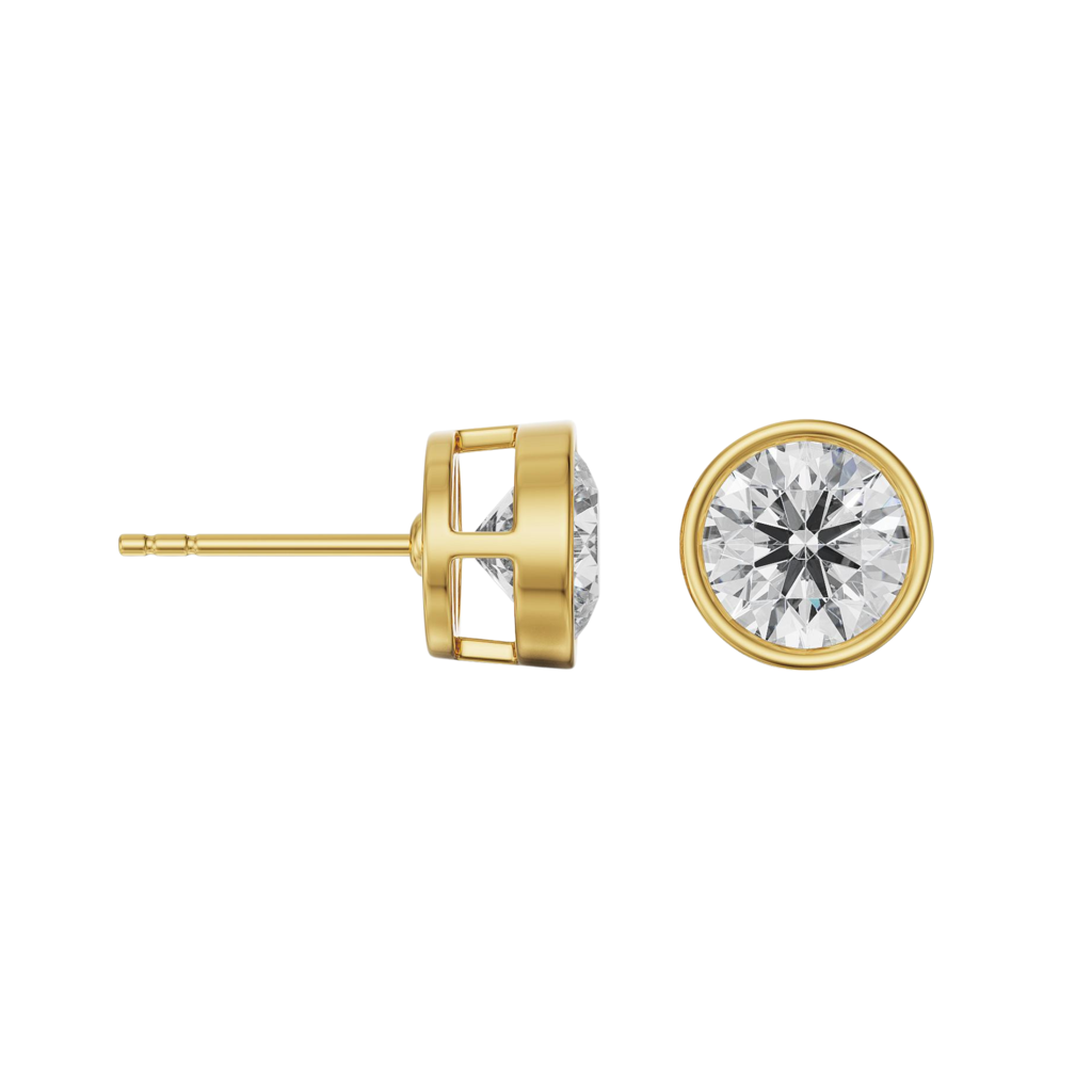 1.5 Ct Classic Bezel Solitaire Studs : E896_18KT_Yellow_