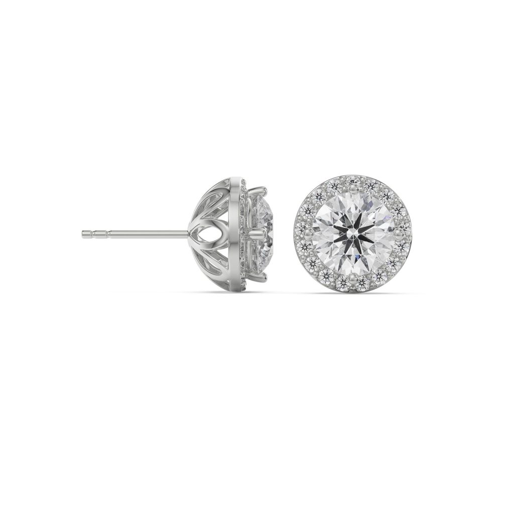 0.5 Ct Halo Solitaire Studs : E898_14KT_White_