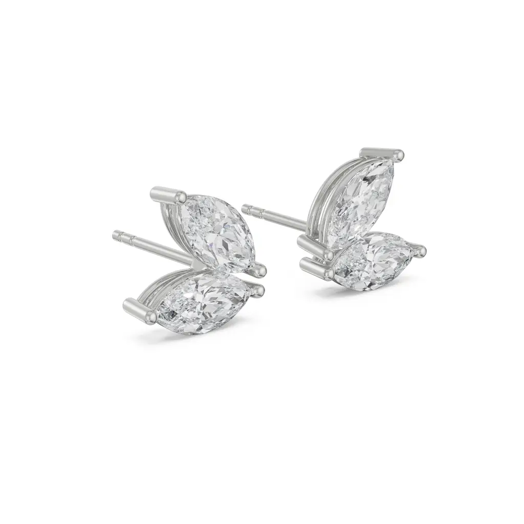 Butterfly Marquise Diamond Studs : E900_14KT_White_