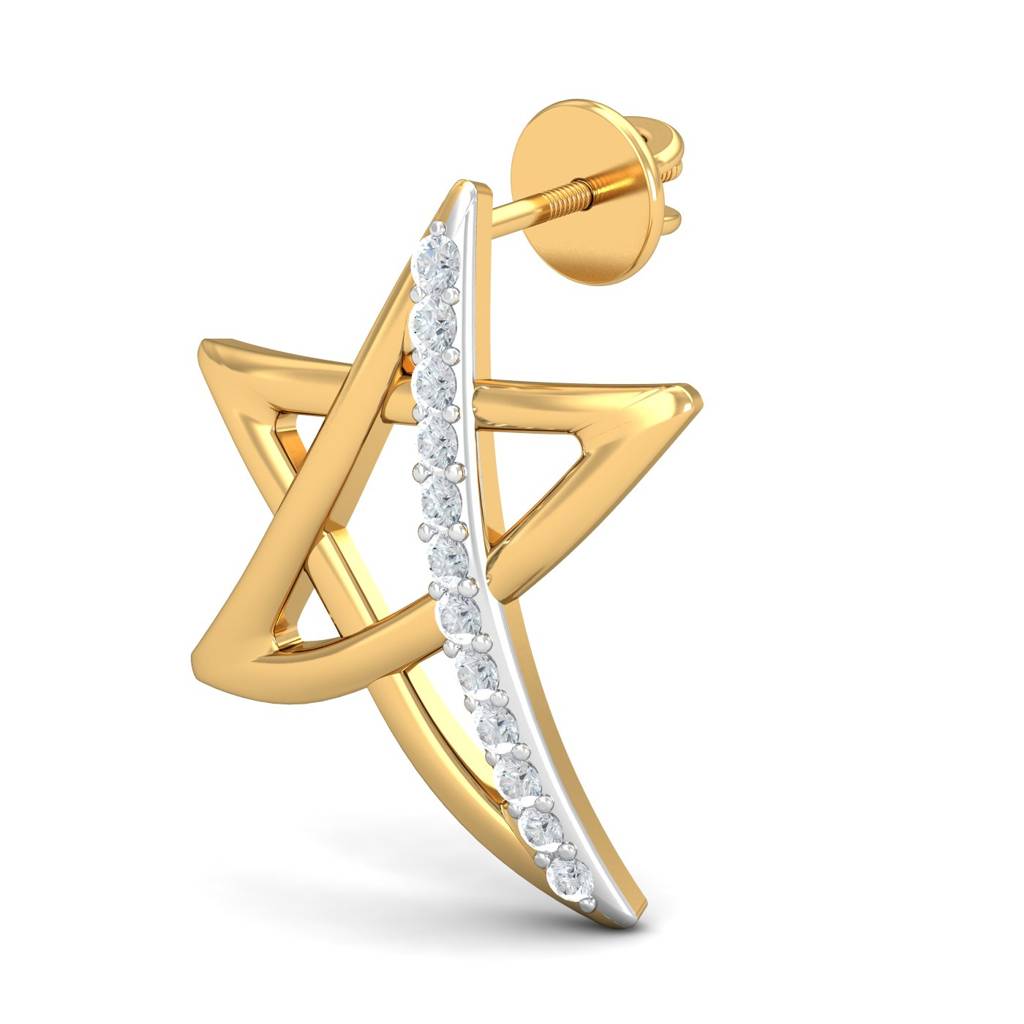 KuberBox 18K Yellow Gold Asterisk Nifty Stud Earrings