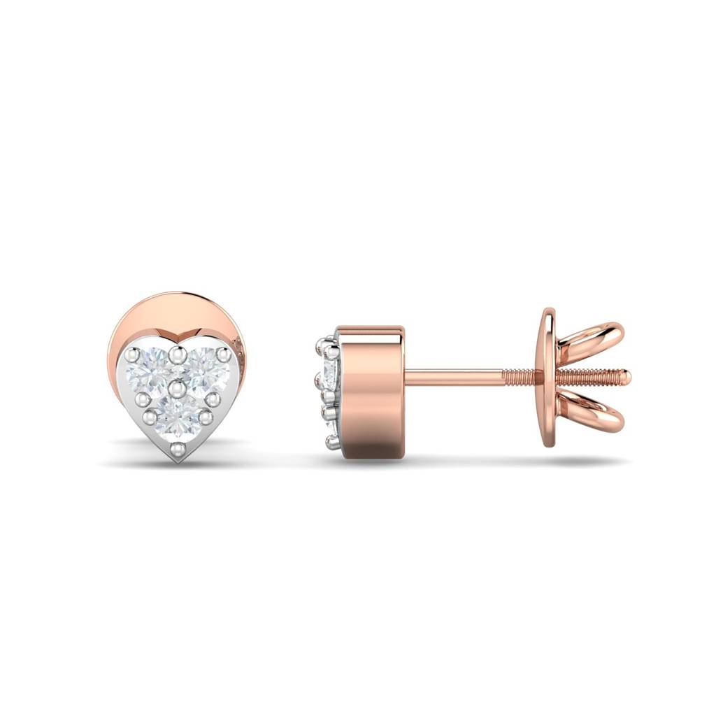 KuberBox 18K Rose Gold Bongani Heart Studs