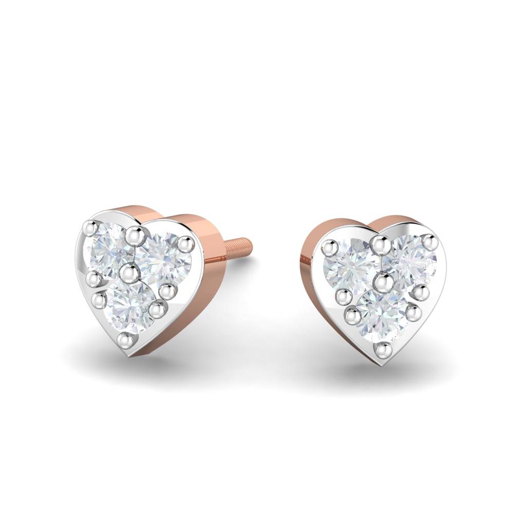 KuberBox 18K Rose Gold Bongani Heart Studs