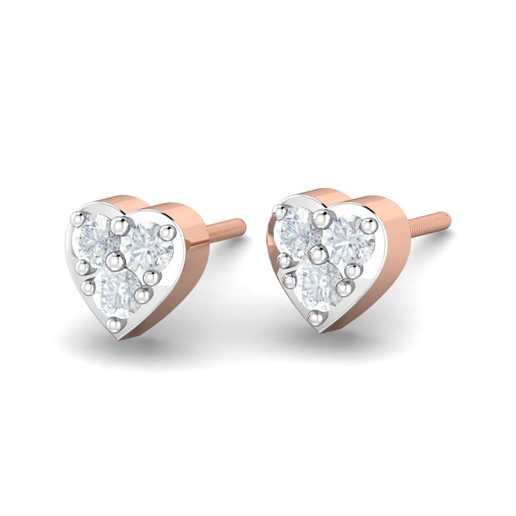 KuberBox 18K Rose Gold Bongani Heart Studs