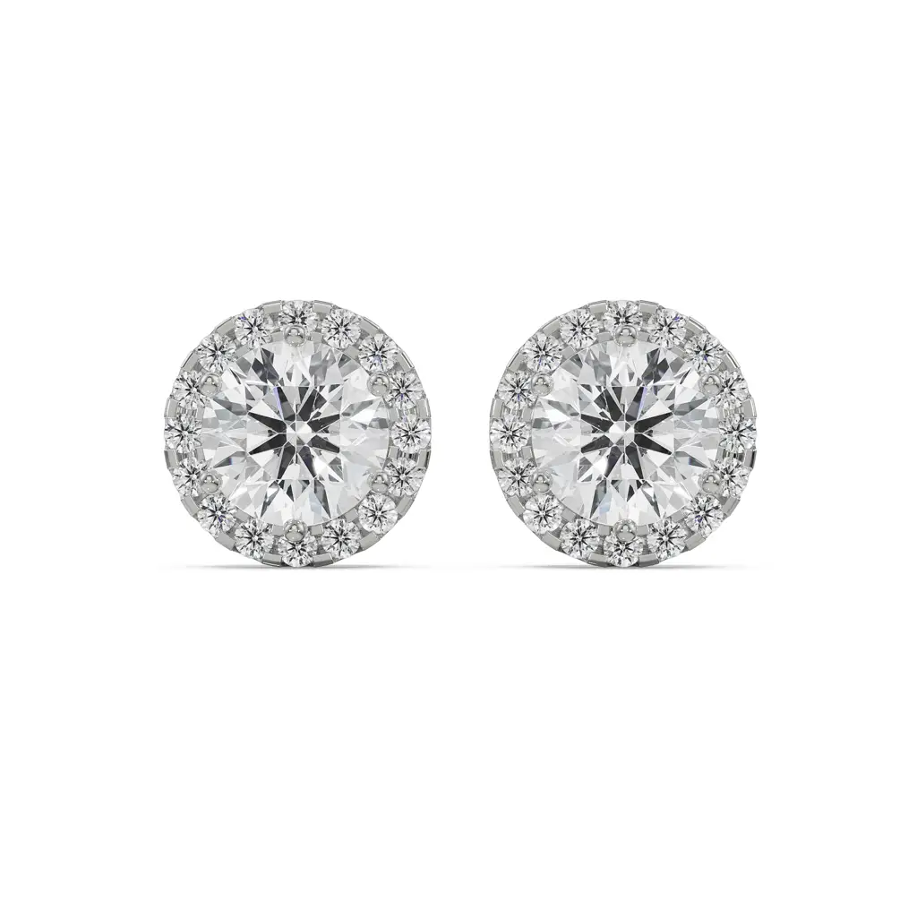 0.5 Ct Halo Solitaire Earrings : E905_18KT_White_