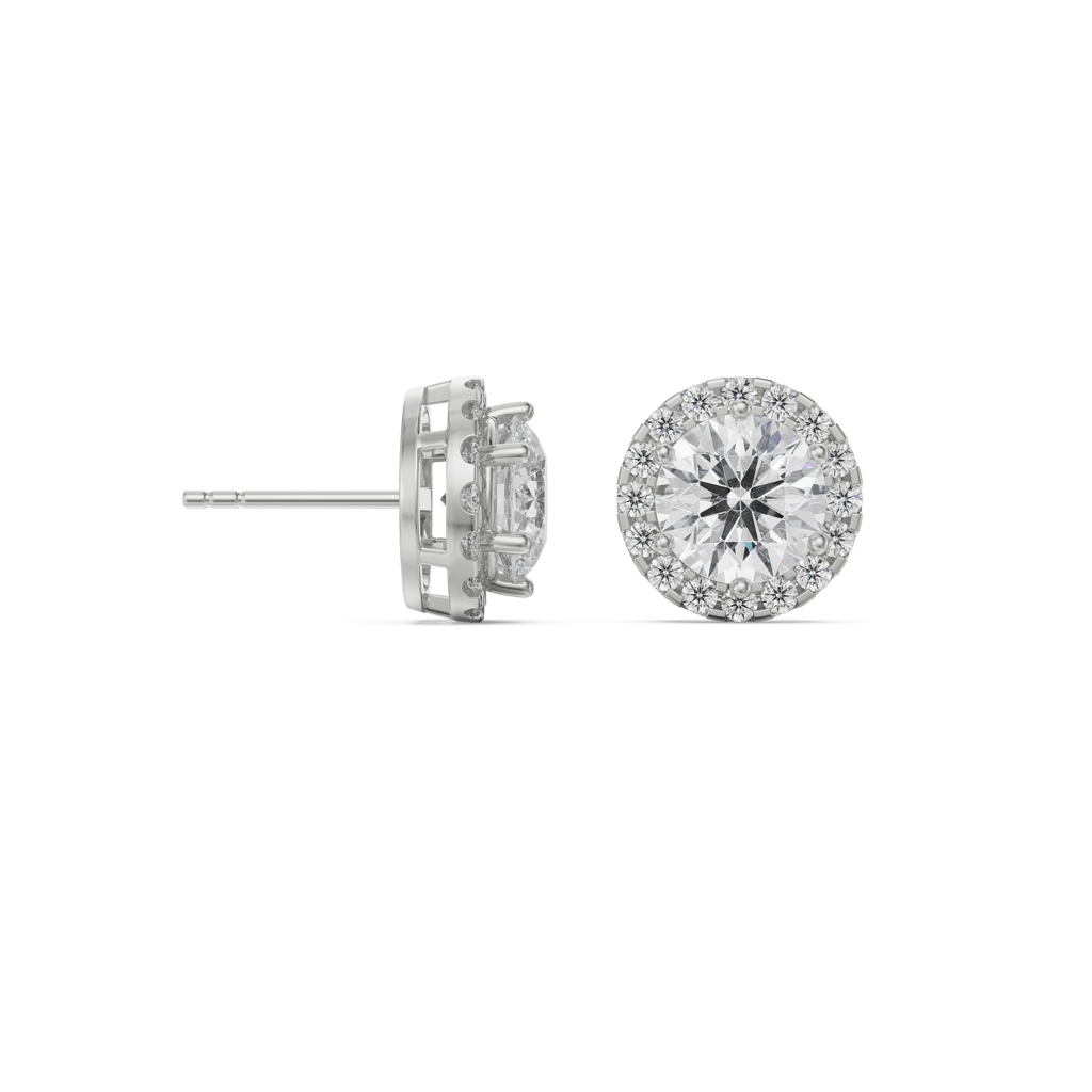 0.5 Ct Halo Solitaire Earrings : E905_18KT_White_