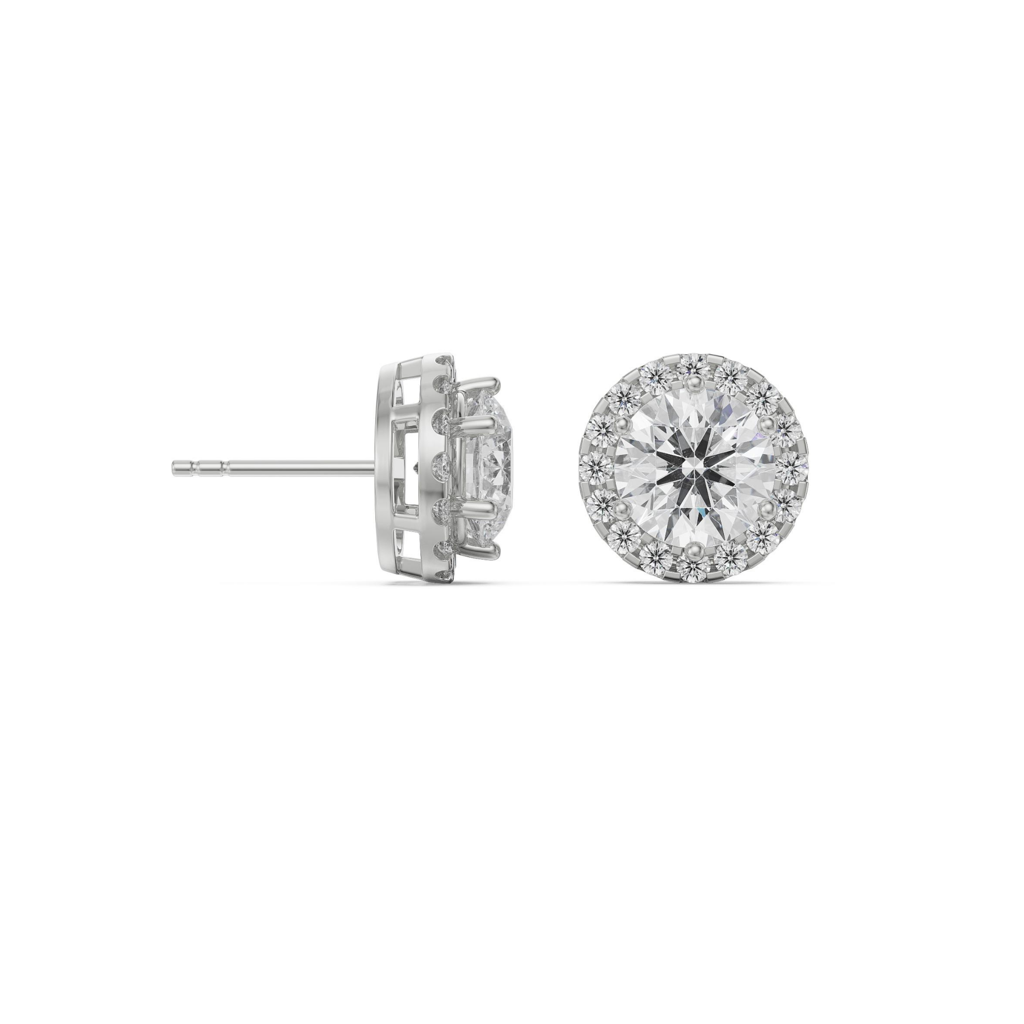 0.5 Ct Halo Solitaire Earrings : E905_14KT_White_