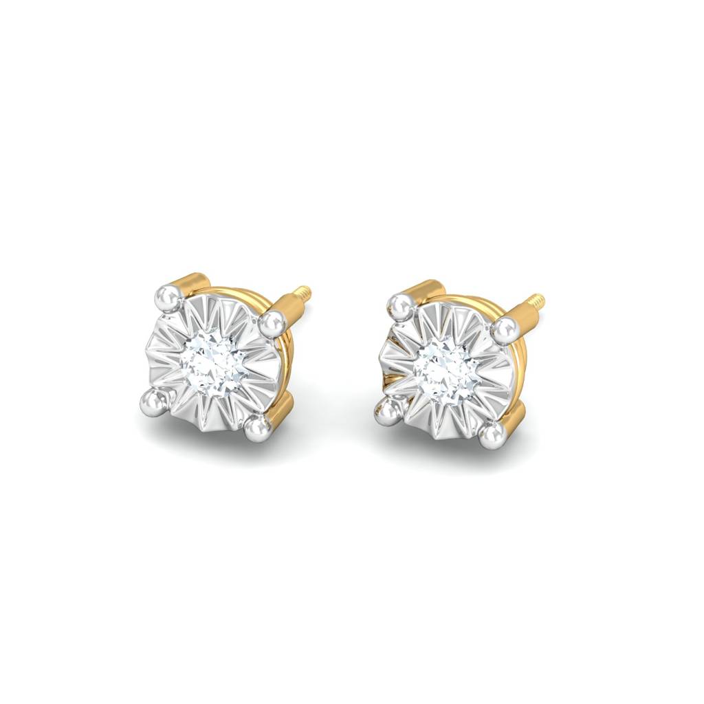 KuberBox 18K Yellow Gold Ivy Miracle-Set Earrings