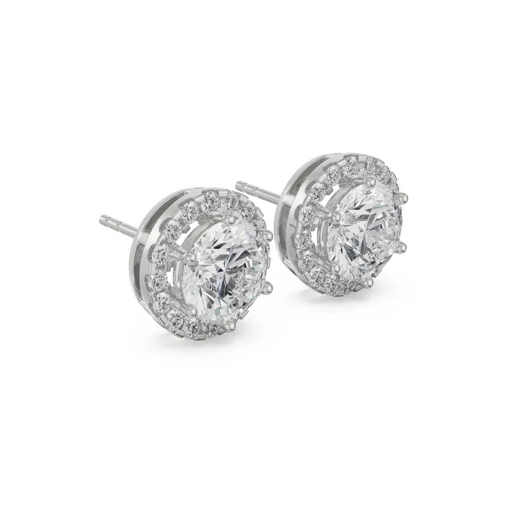 1 Ct Halo Solitaire Earrings : E906_18KT_White_