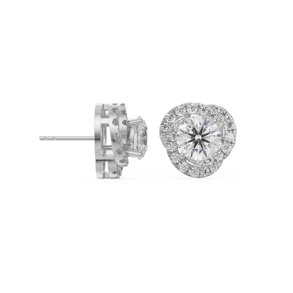 0.5 Ct Swirl Halo Earrings : E910_18KT_White_