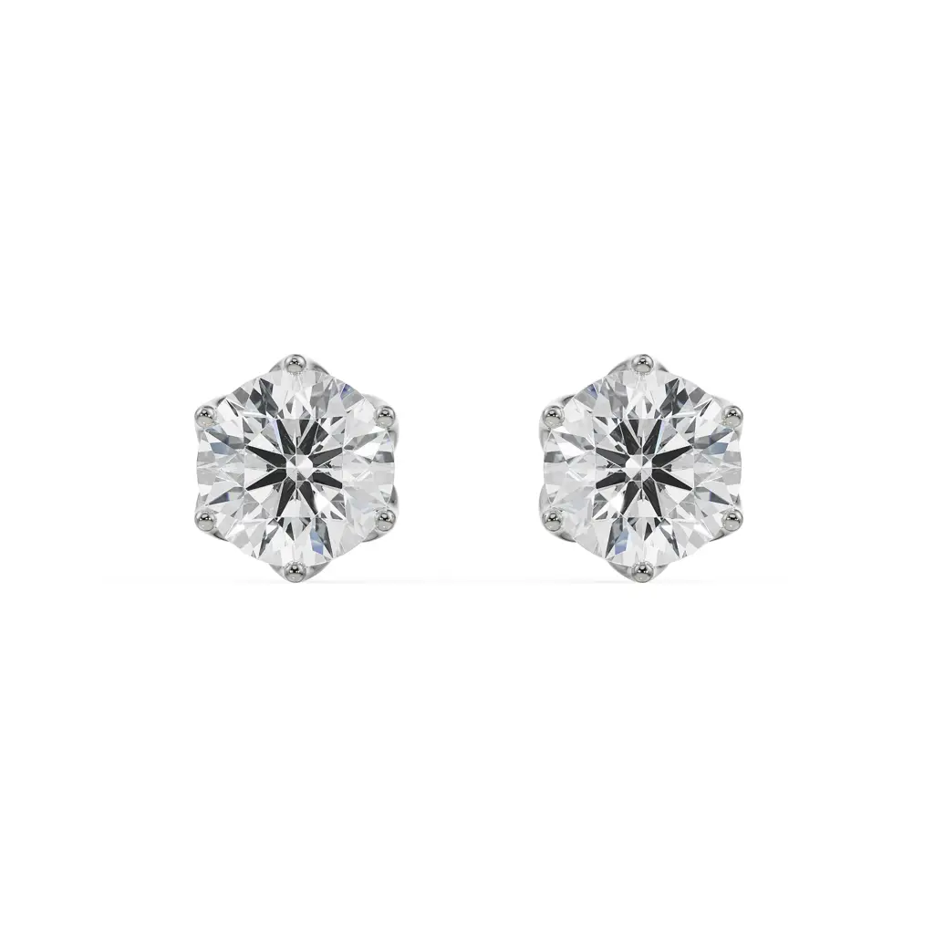 0.5 Ct Petal Solitaire Studs : E916_14KT_White_