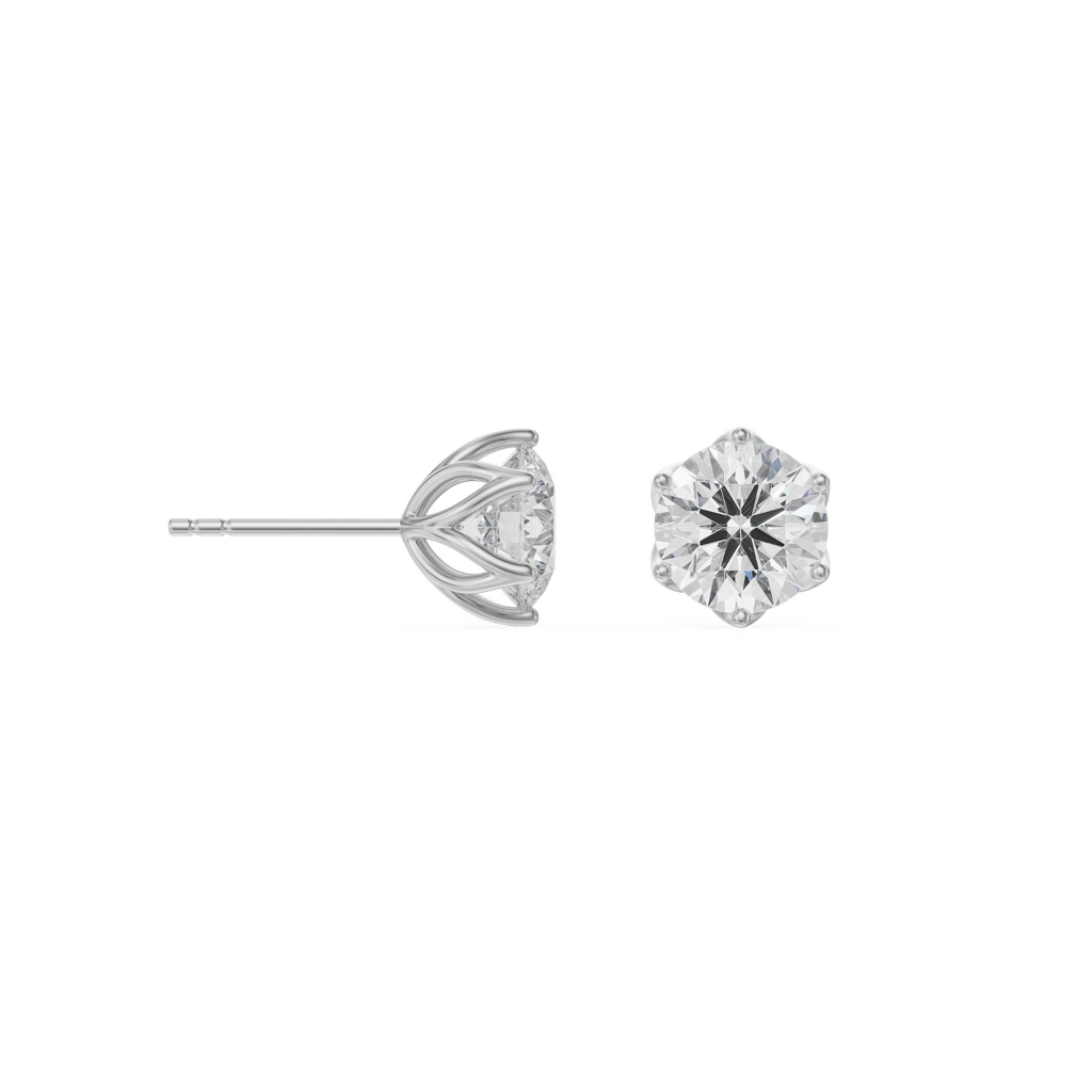 0.5 Ct Petal Solitaire Studs : E916_14KT_White_