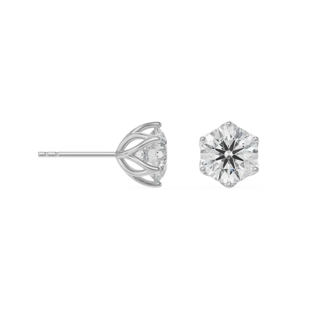 1 Ct Petal Solitaire Studs : E917_18KT_White_