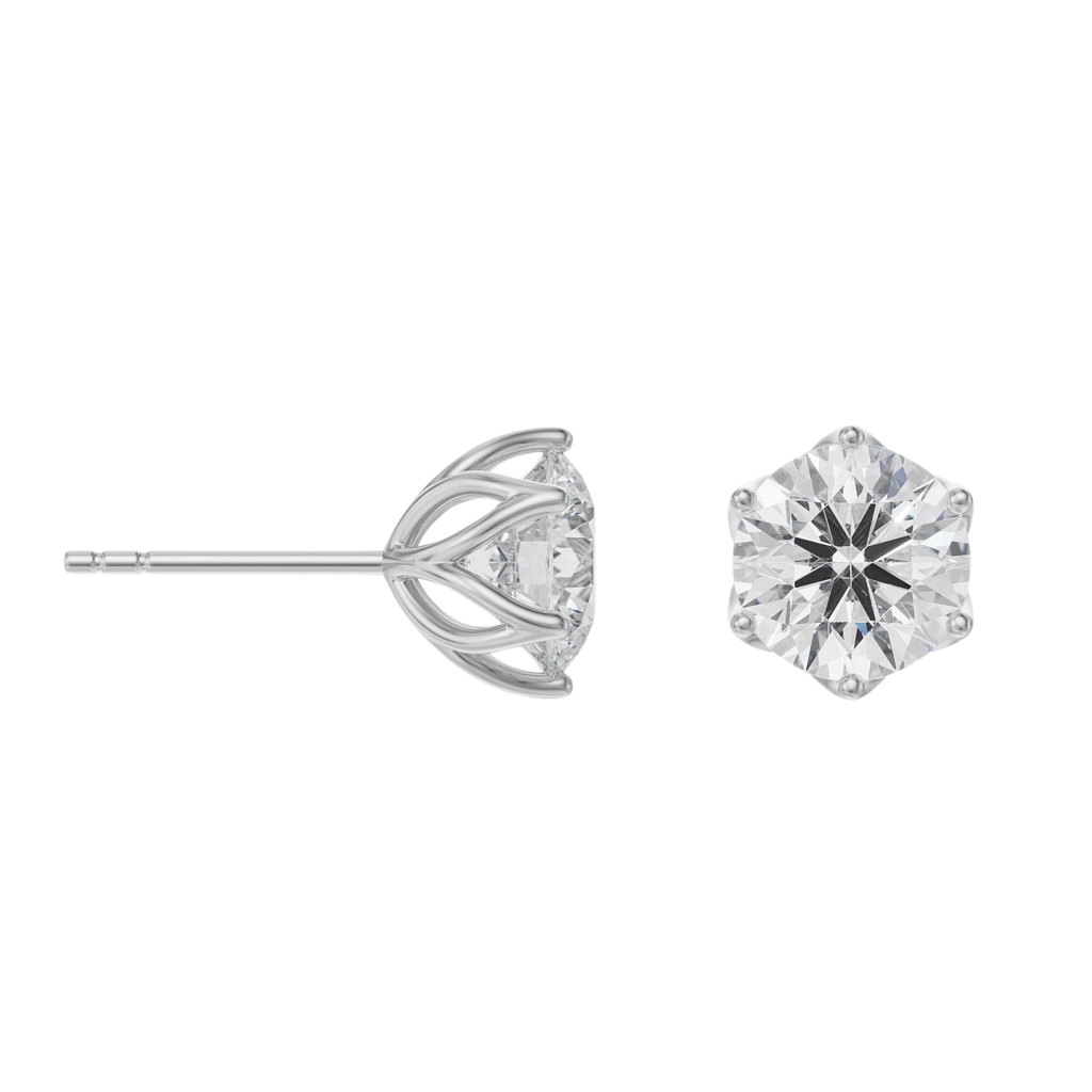 2 Ct Petal Solitaire Studs : E919_18KT_White_