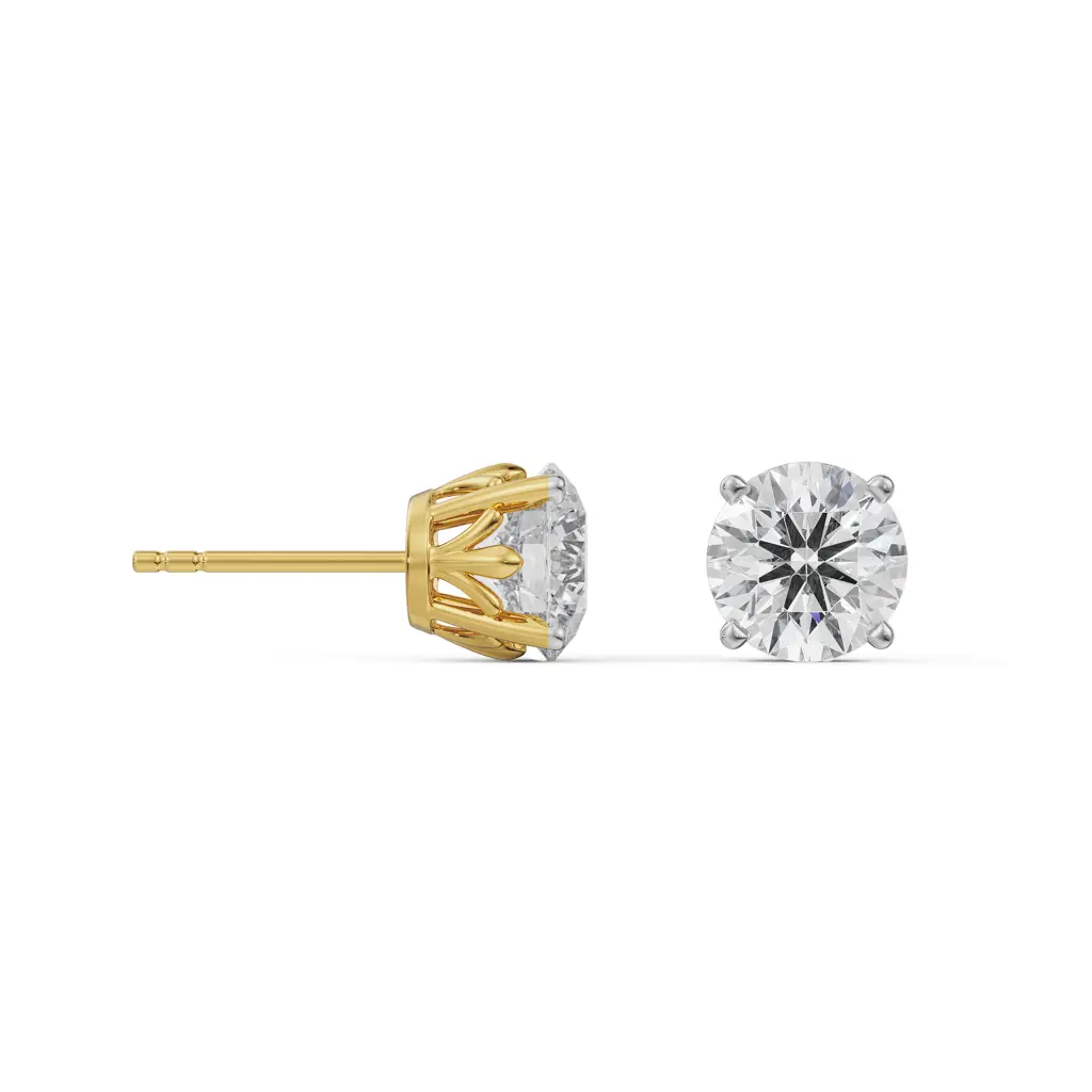 1 Ct Classic Round Diamond Studs : E921_14KT_Yellow_