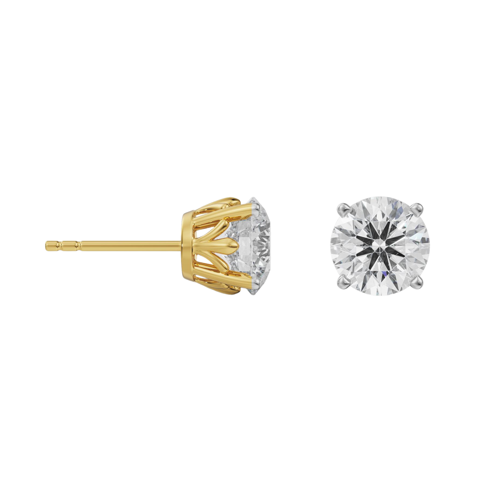 1.5 Ct Classic Round Diamond Studs : E922_18KT_Yellow_