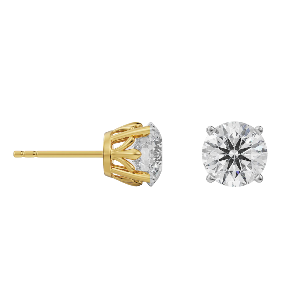 2 Ct Classic Round Diamond Studs : E923_18KT_Yellow_