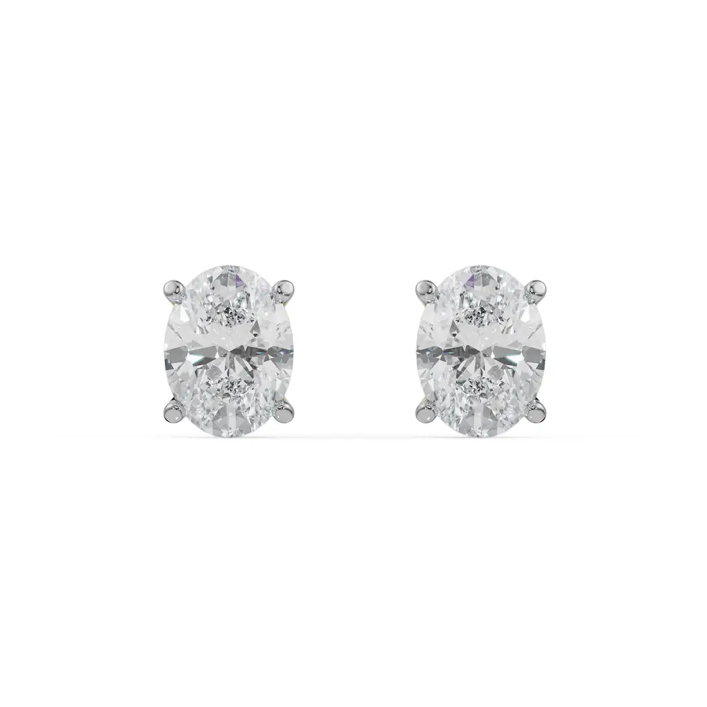 1 Ct Oval Cut Breathtaking Studs : E924_18KT_Yellow_