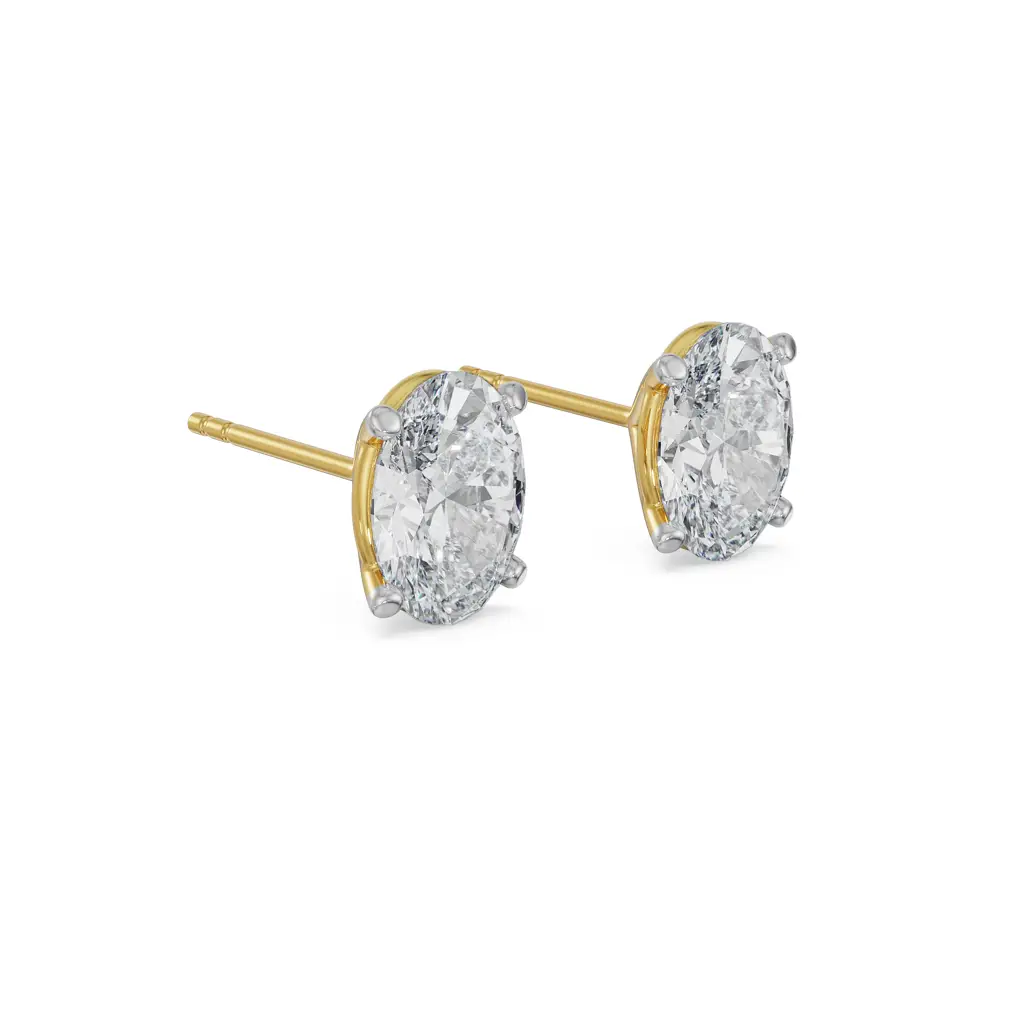 1 Ct Oval Cut Breathtaking Studs : E924_14KT_Yellow_
