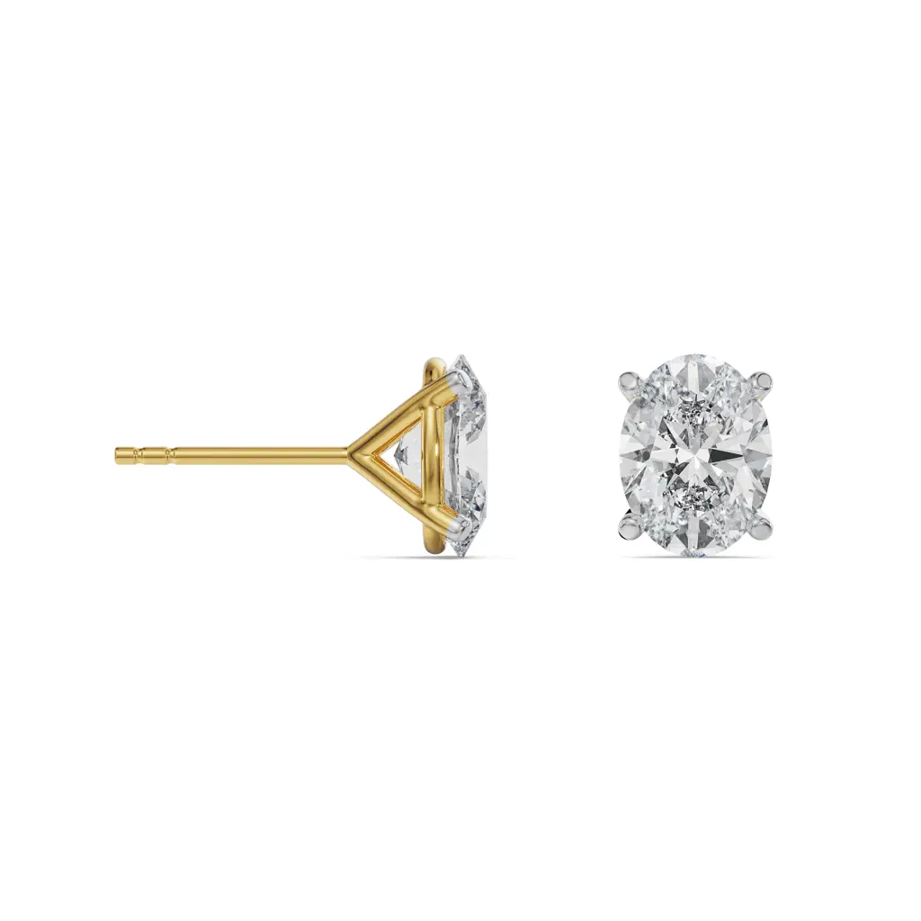 1 Ct Oval Cut Breathtaking Studs : E924_18KT_Yellow_