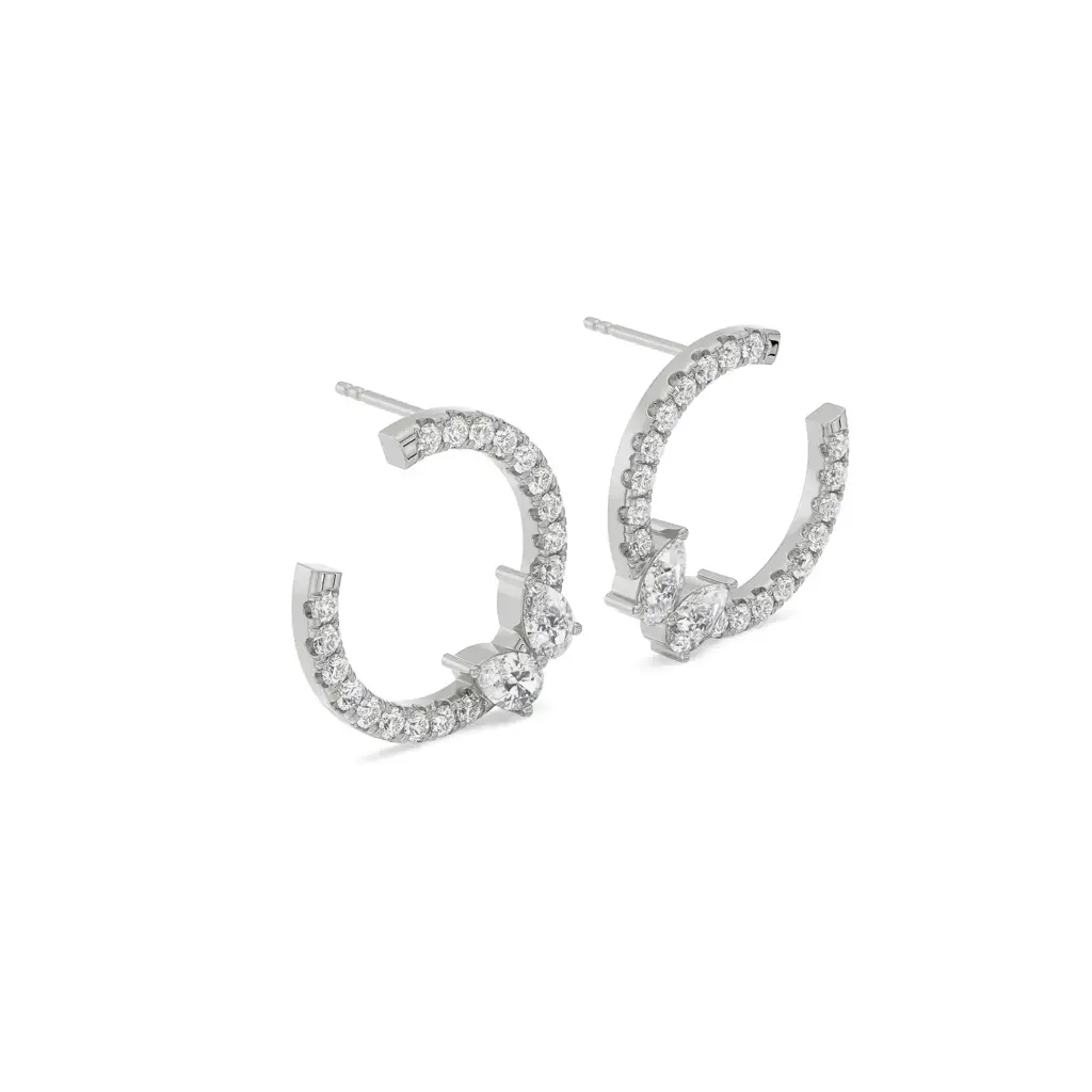 Pretty Pear Diamond Hoops : E930