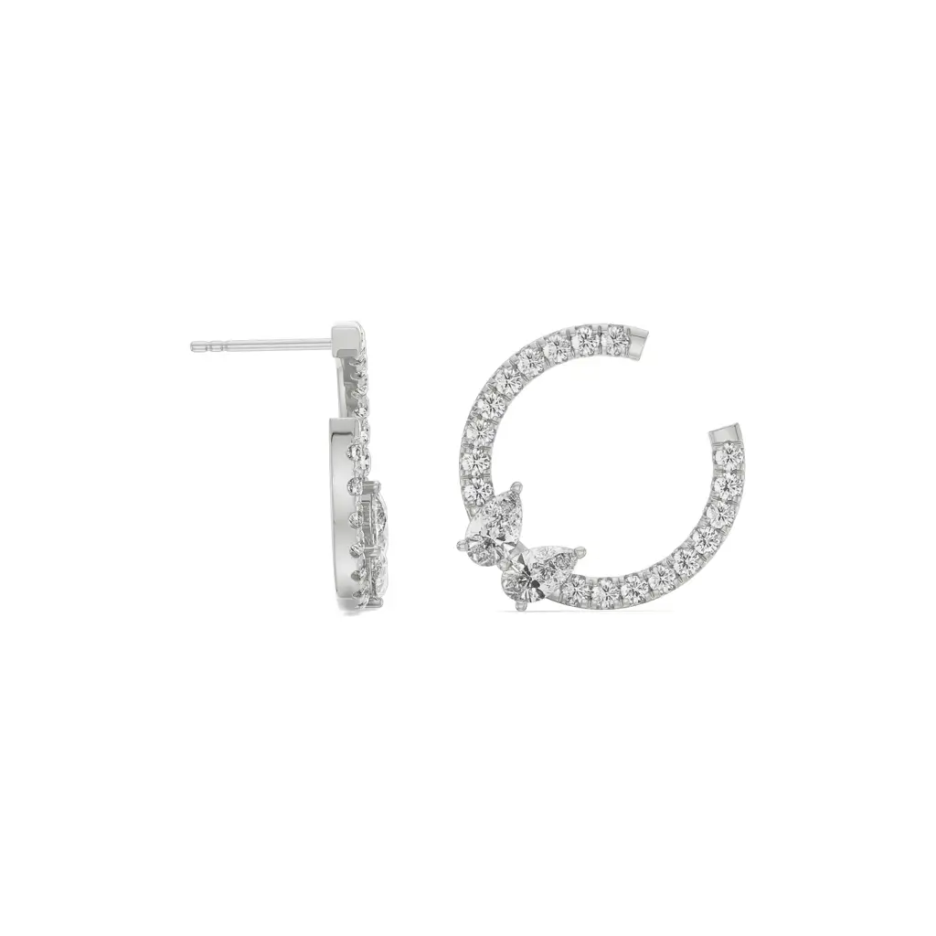Pretty Pear Diamond Hoops : E930