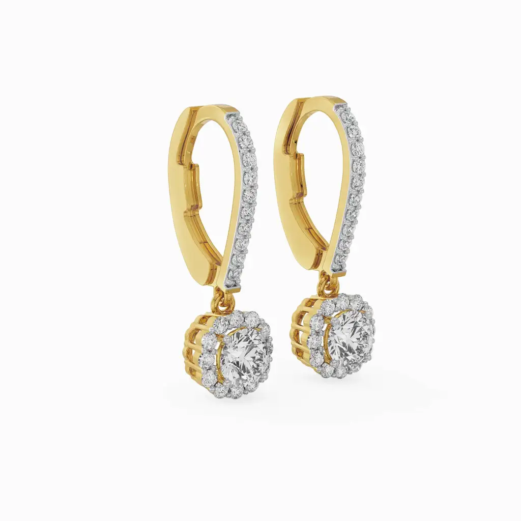 Round Halo Dangler Earrings : E931