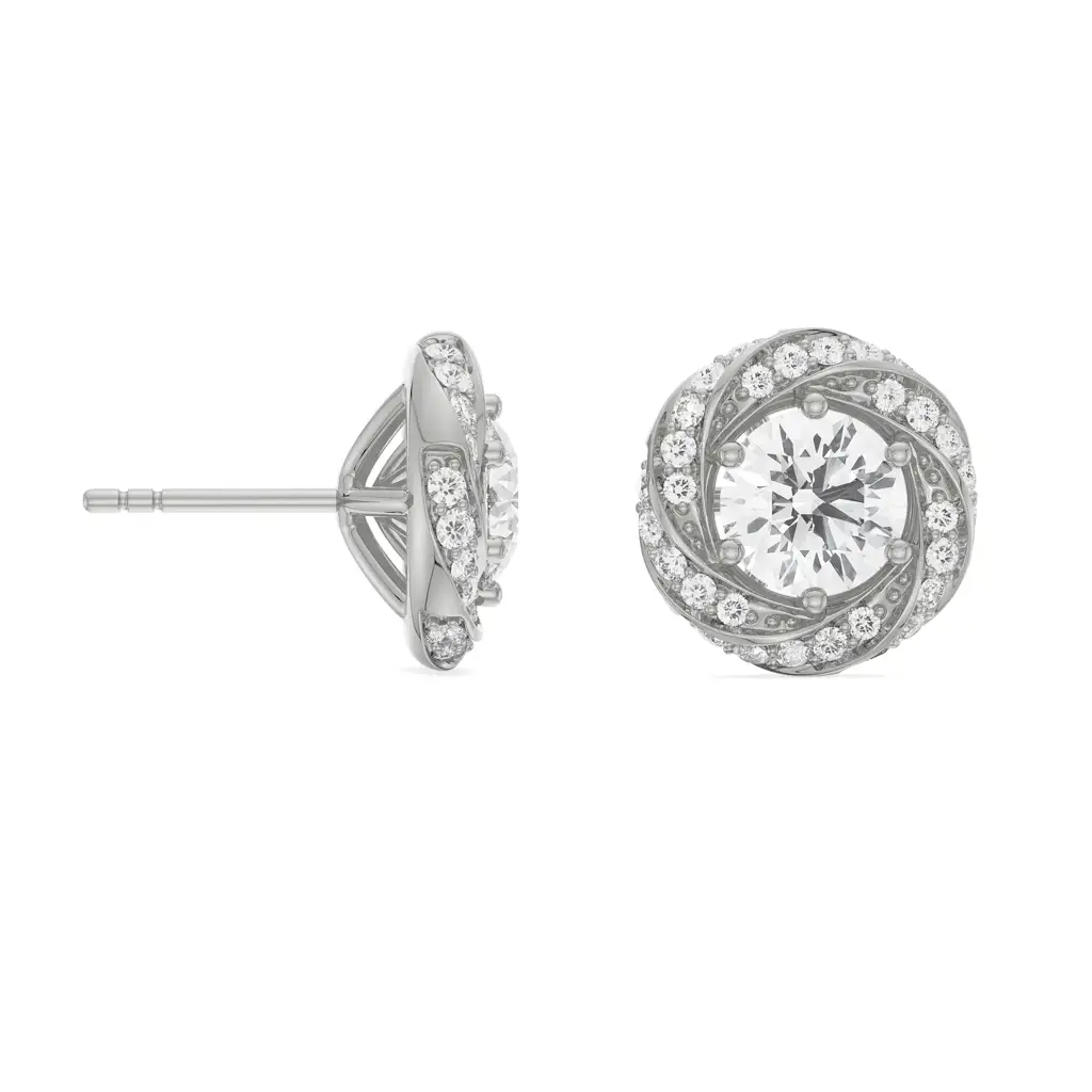 0.50 Ct Swirl Detachable Diamond Studs : E932