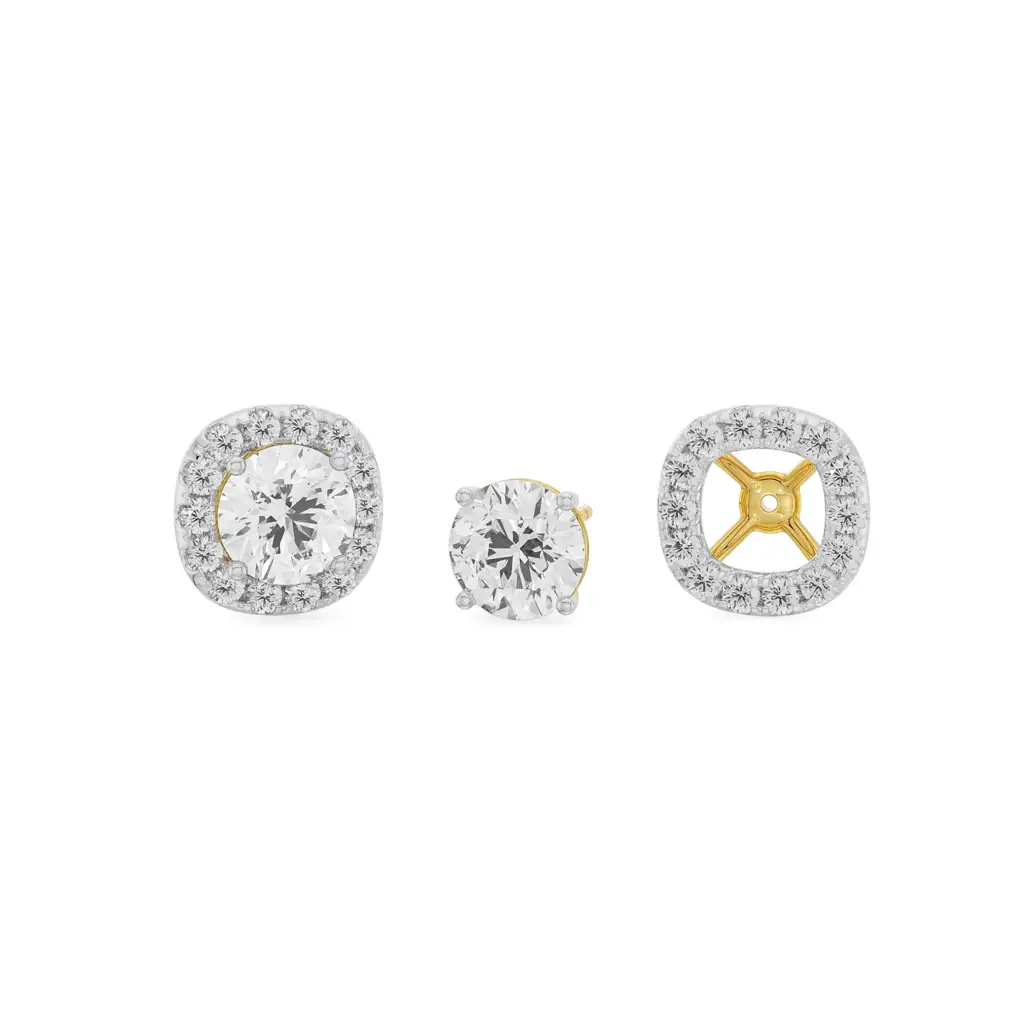 0.50 Ct Cushion Halo Detachable Studs : E938