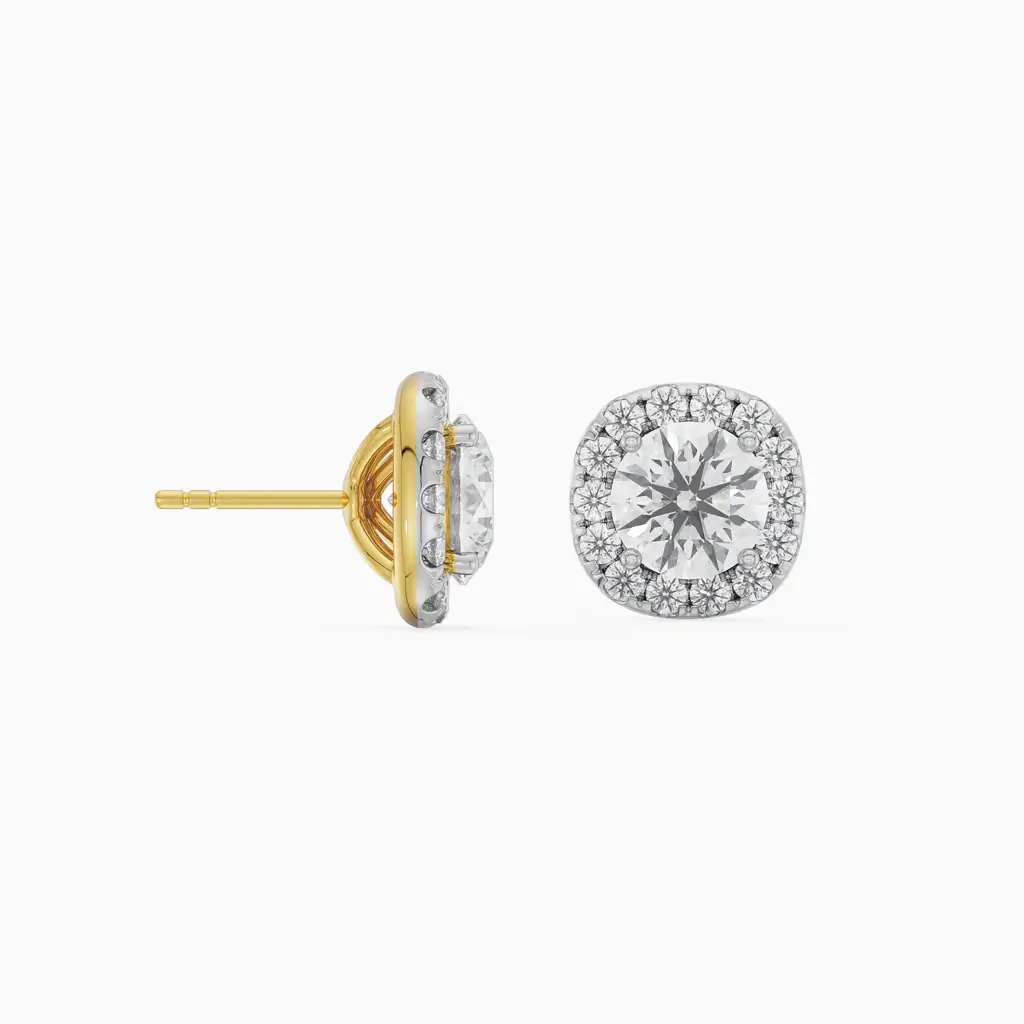 0.50 Ct Cushion Halo Detachable Studs : E938