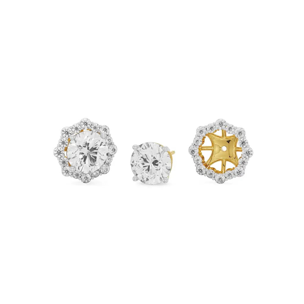 0.50 Ct Floral Halo Detachable Diamond Studs : E940