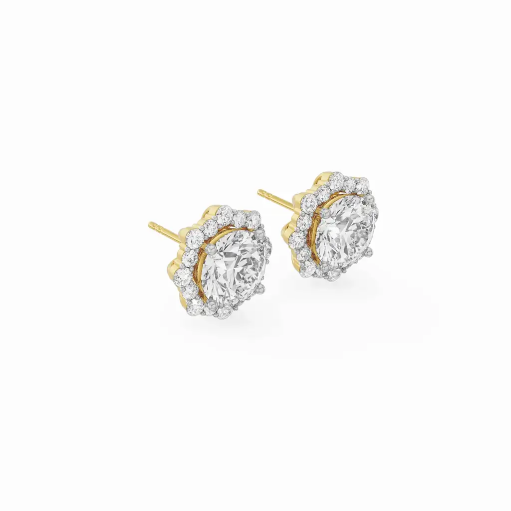 0.50 Ct Floral Halo Detachable Diamond Studs : E940