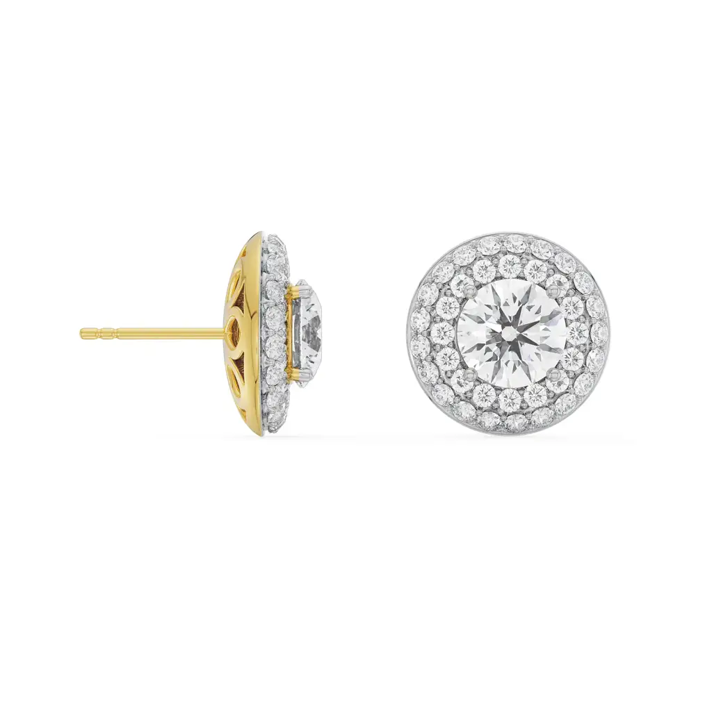 0.25 Ct Double Halo Detachable Diamond Studs : E942