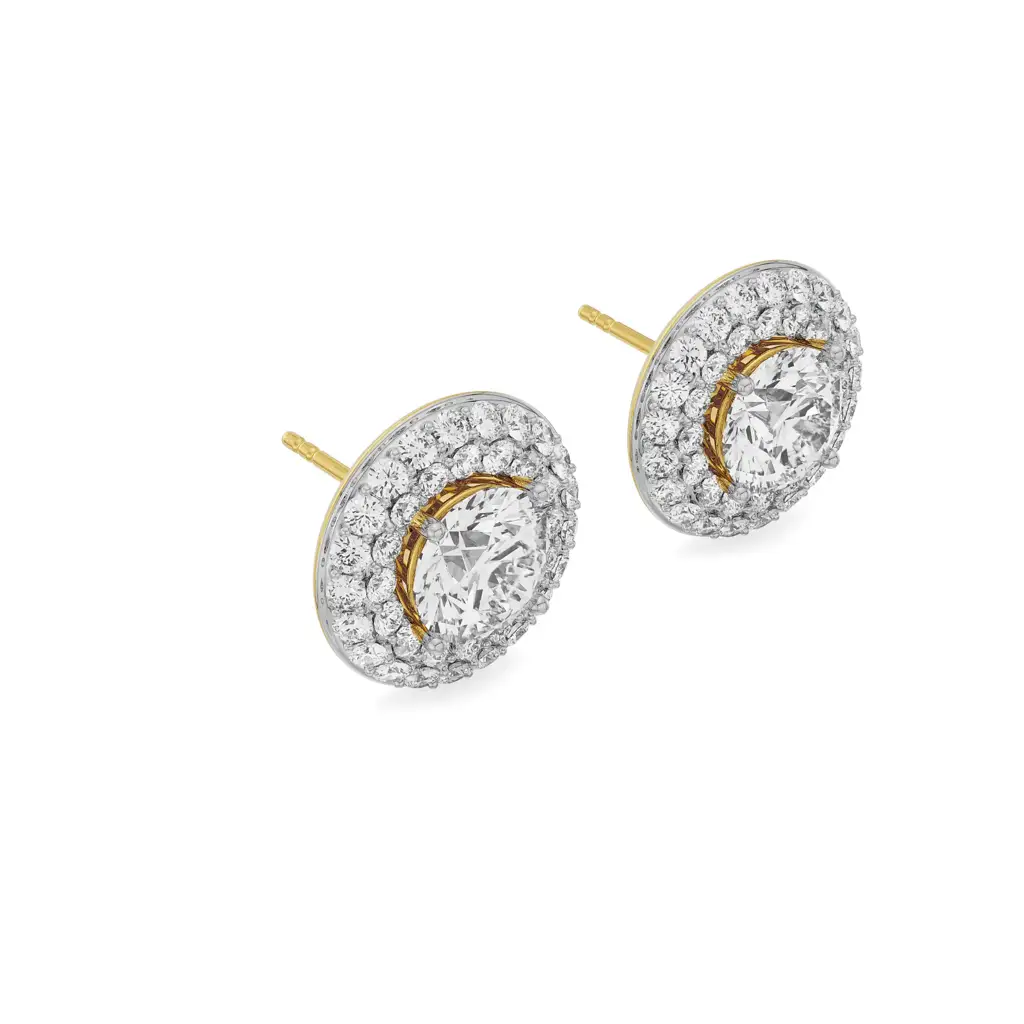 0.25 Ct Double Halo Detachable Diamond Studs : E942