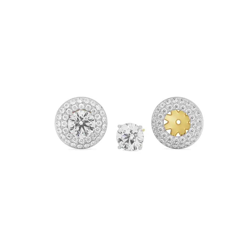 0.50 Ct Double Halo Detachable Diamond Studs : E943