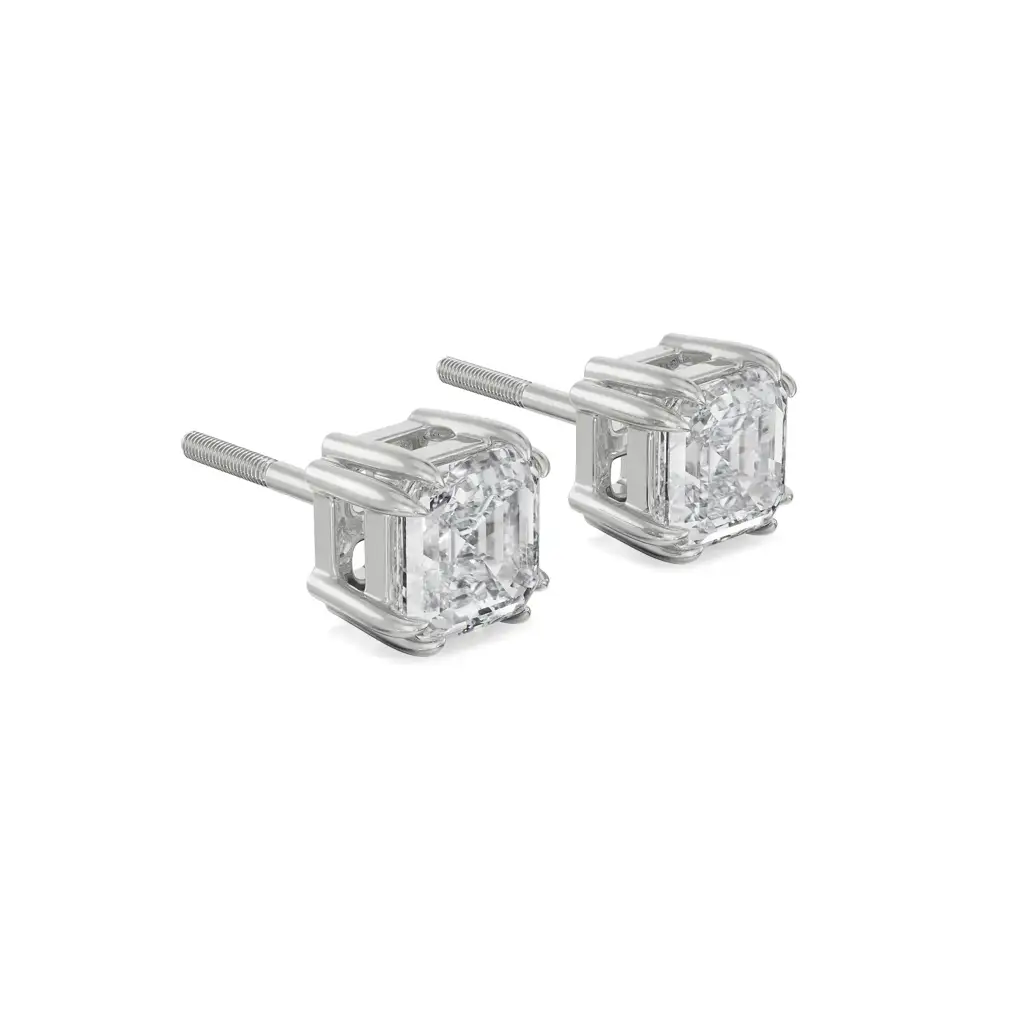 1 Ct Asscher Diamond Studs : E945