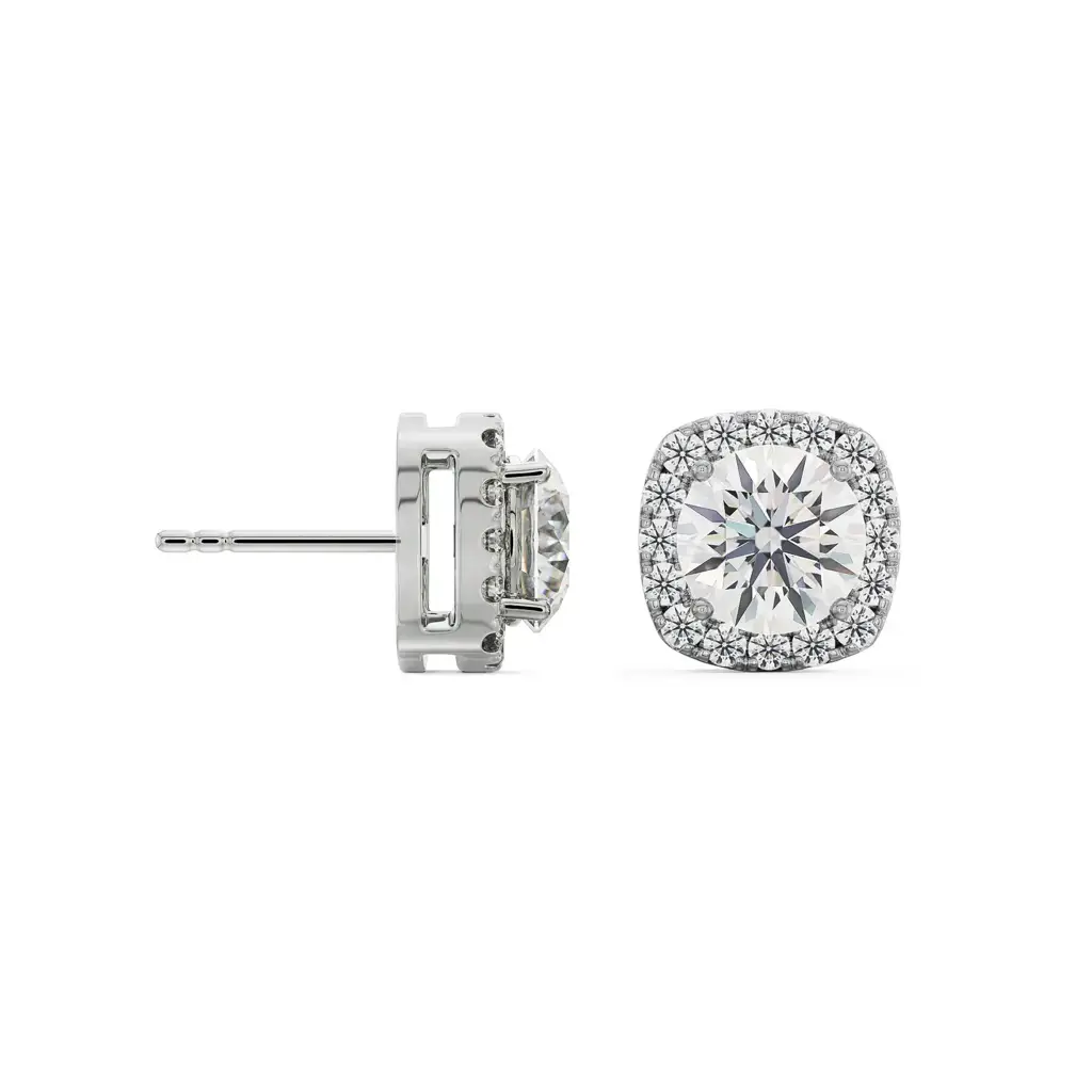 Tisha Halo Round Diamond Studs : E962