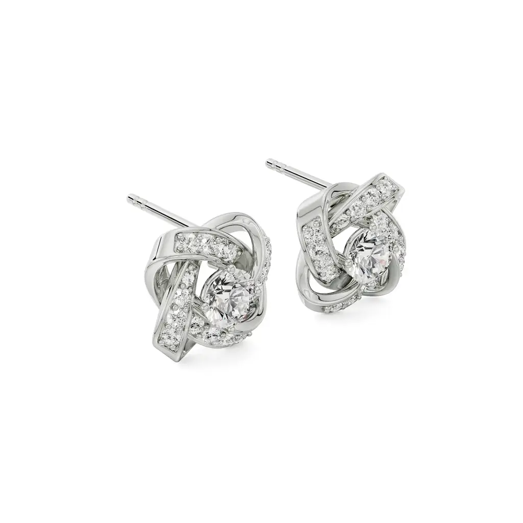 Twirl Sparkle Diamond Studs : E965