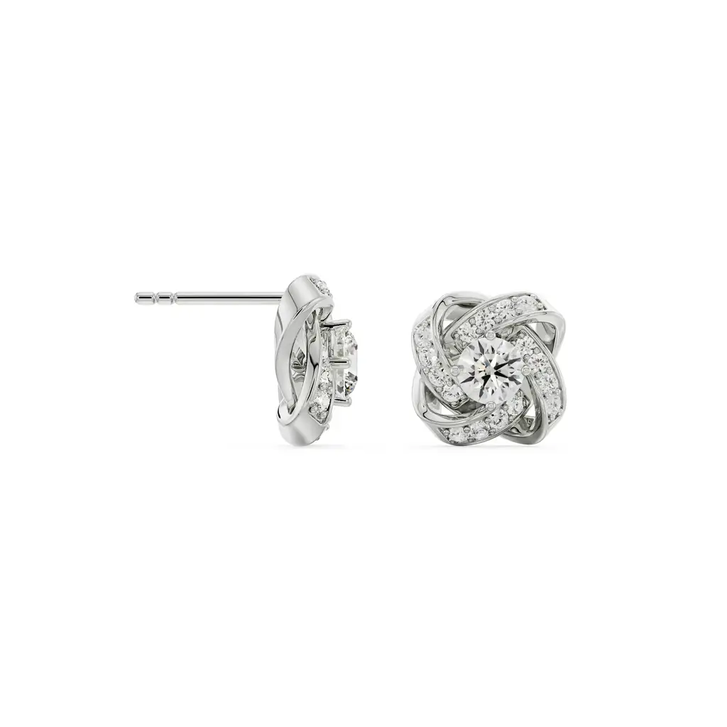 Twirl Sparkle Diamond Studs : E965