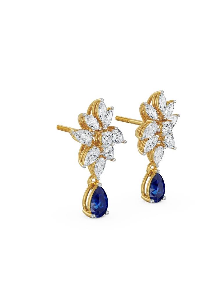 Beautiful Blue Diamond Earrings : E977