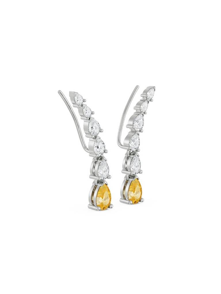 Pear Cut Diamond Ear Climbers : E979