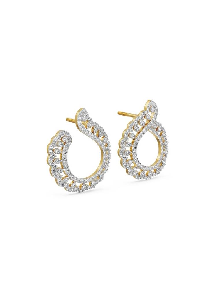 Feather Shaped Diamond Earrings : E981