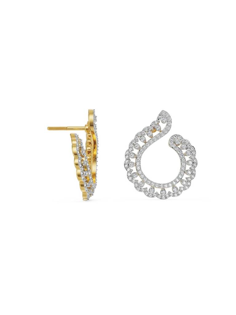 Feather Shaped Diamond Earrings : E981