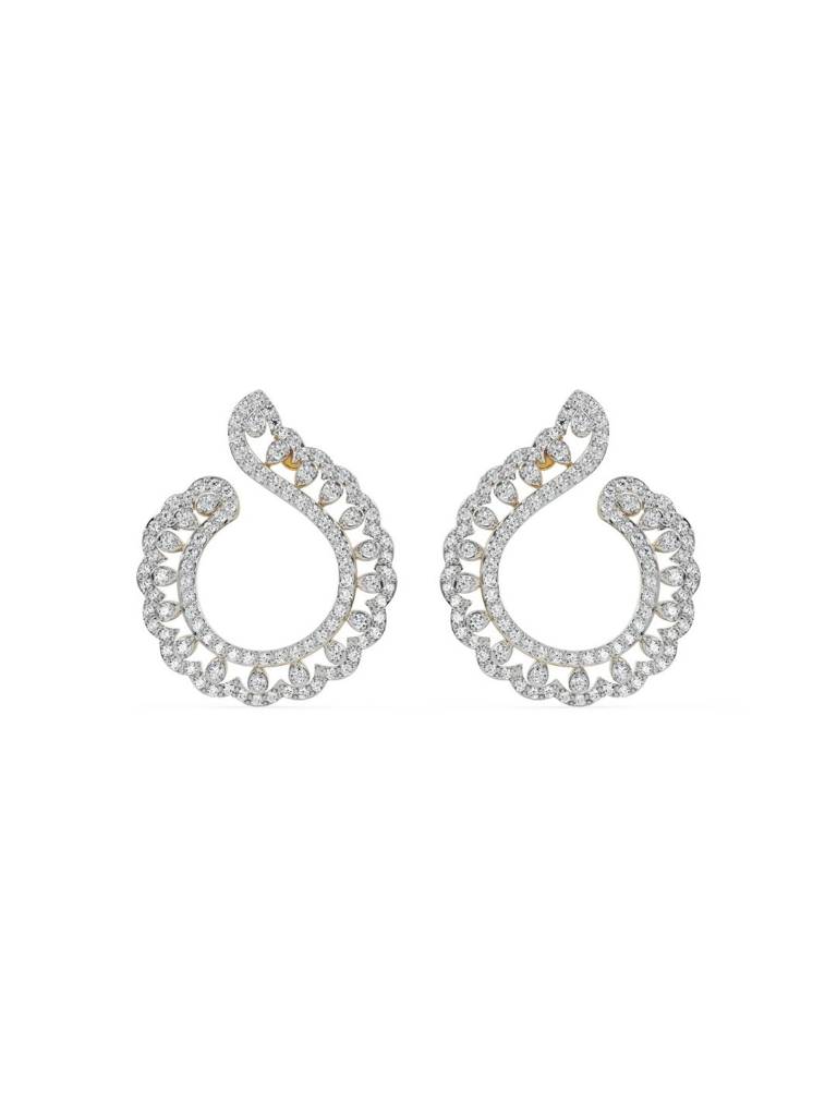 Feather Shaped Diamond Earrings : E981