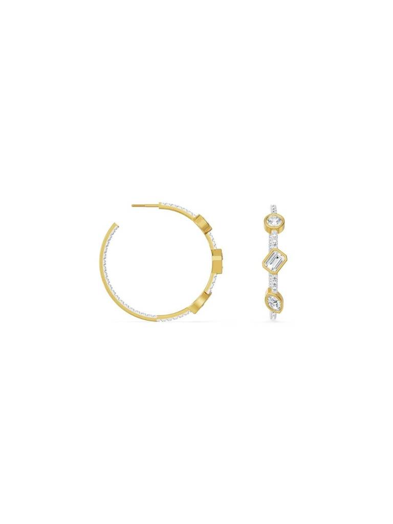Trio Stone Diamond Hoops : E986