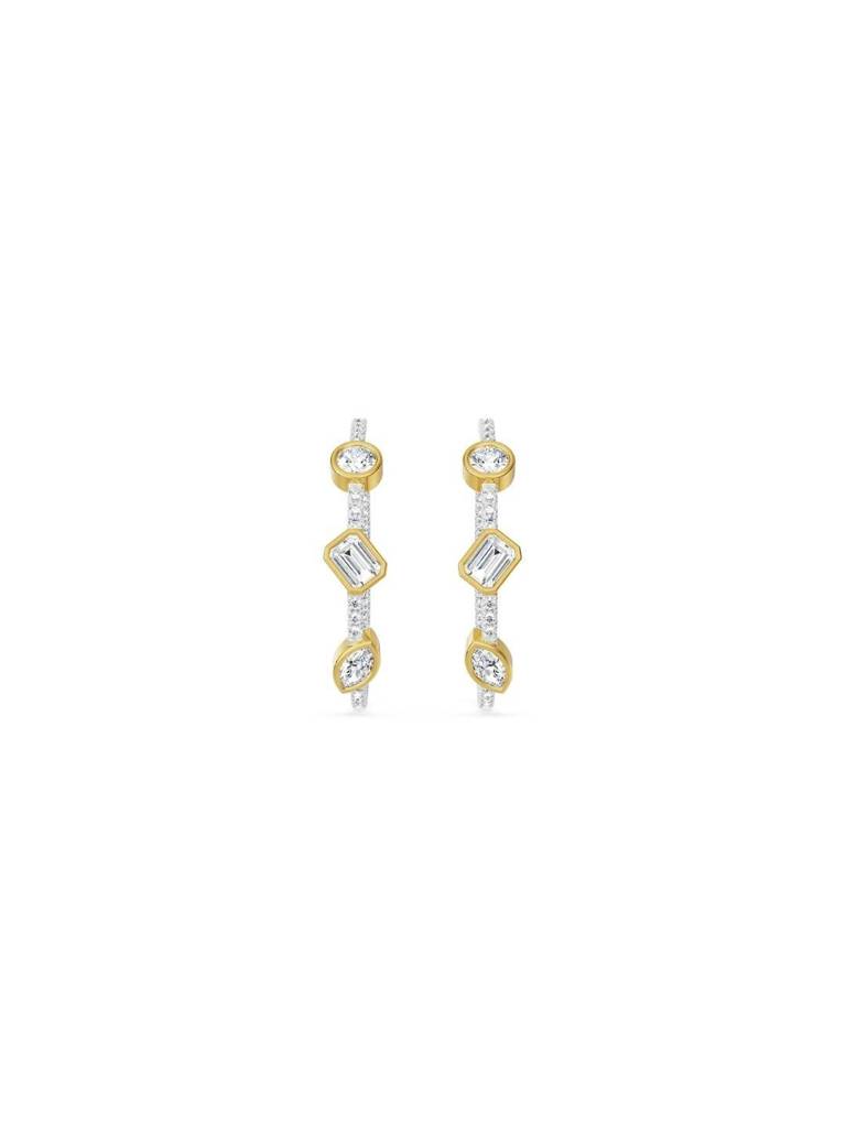 Trio Stone Diamond Hoops : E986
